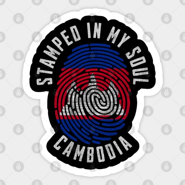 Stamped In My Soul Cambodia Flag Fingerprint Travel Roots Sticker by Yesteeyear